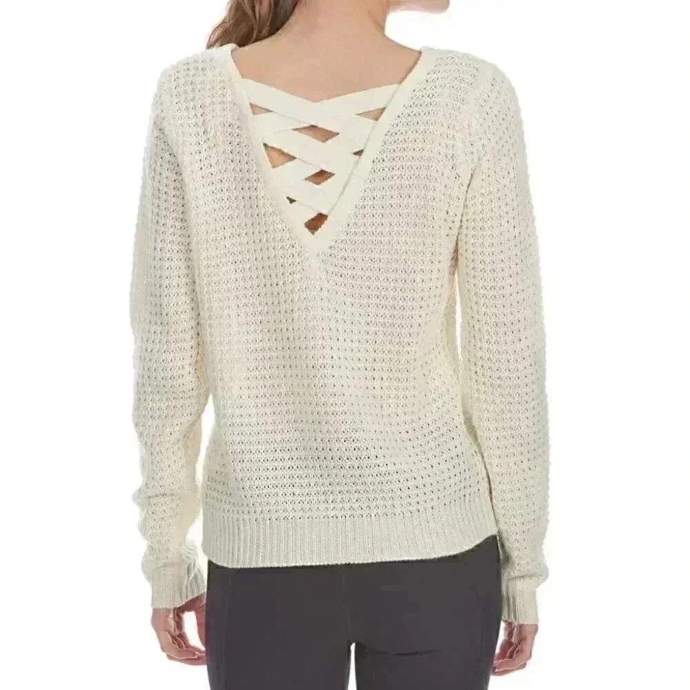 Criss Cross back knit waffle top